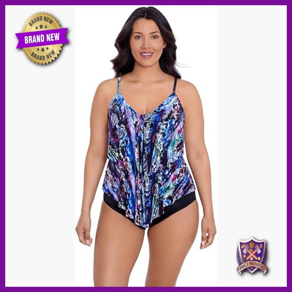 Size 12 Tankini Top with Bra Support UPF 50+ Swimwear